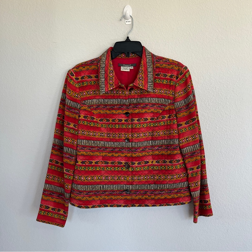 Vintage Maggy L 100% Silk Patchwork Quilt Jacket Size 10